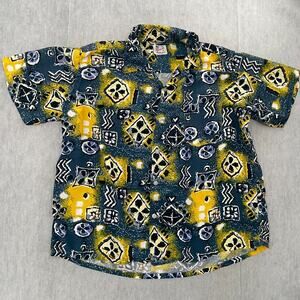VINTAGE Riviera Shirt Adult Extra Large Blue Button Up Camp Rayon Japan Mens XL